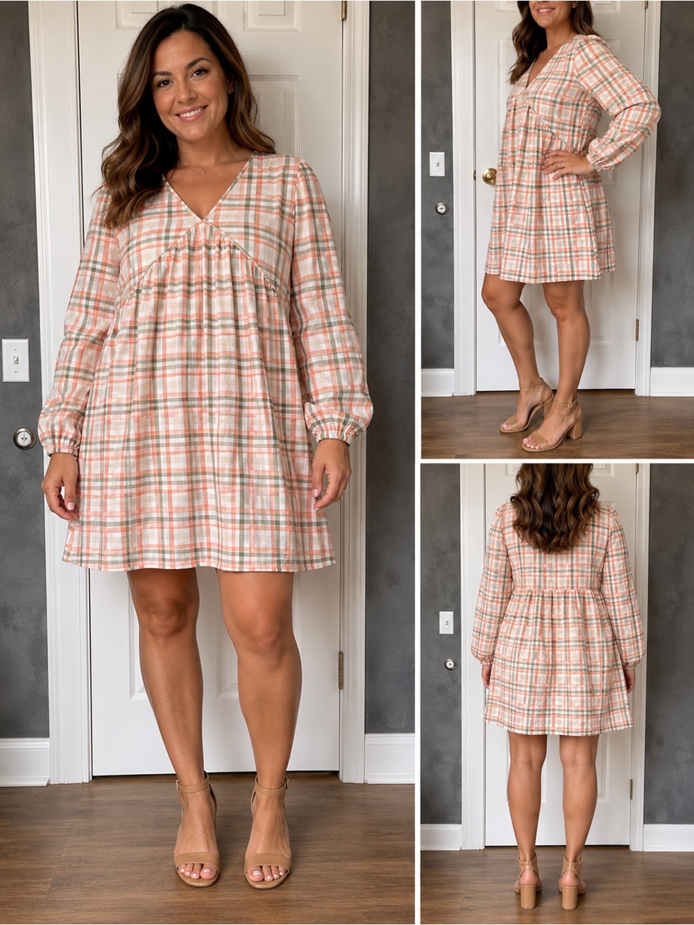 Abby and Evie Women’s Plaid Babydoll Dress- Size Medium: NWT